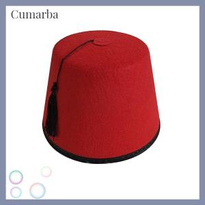 [Cumarba] หมวก tarboosh FEZ สำหรับผู้ชายหมวกโมร็อกโกสีแดงทั่วไปหมวกทรงกลมออตโตมันระบายอากาศตุรกีพู่หมวกเล่นบทบาท
