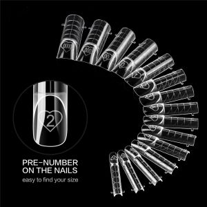 JUSTODO 150Pcs Reusable Space French Nail Dual Forms 15 Sizes Transparent Builder Gel Molds Nail Extension Forms Quick Building Gel Mold Clear Nail Extension Forms Manicure Tools