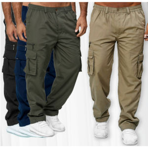 Mens Casual Multi-Pocket Loose Straight Work Pants Outdoor Trousers for Hiking and Fitness – Comfortable and Durable Design for Everyday Wear and Active Use