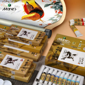 Marie Sภาพจิตรกรรมจีนวางเม็ดสีสีน้ำสี5/12Ml 12/18/24/36หมึกสีภาพวาดเริ่มต้นสมุดวาดรูปอุปกรณ์