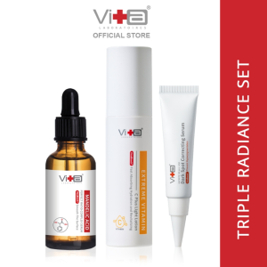Swissvita Triple Radiance Set [Mandelic acid serum 30ml + Vitamin C Serum 50ml + Dark spot Correcting Serum 15g]