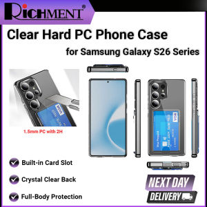 RICHMENT Clear Hard PC Phone Case for Samsung Galaxy S26 Ultra/ S25 Ultra / S24 Ultra / S23 / S22 Ultra & Plus Shockproof TPU Bumper + Hard PC Back Built-in Card Holder Crystal Transparent Protective Cover