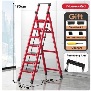 REAIM Tangga 7 Step Tangga Lipat Multifungsi   Carbon Steel Thicker Ladder Household  Portable
