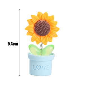 5PCS Car Swinging Sunflower Ornament Car Center Console Decorations Fresh Small Flower Pots Cute Bobble Head Ornaments
