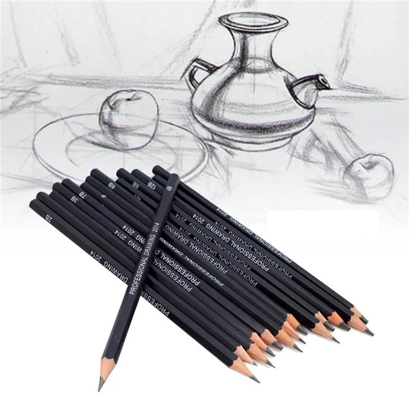 Professional Drawing Pencils Sketching Artist Stationery Kit,14 Pieces  Shading Pencils for Sketching 6H 4H 2H HB 1B 2B 3B 4B 5B 6B 7B 8B 10B  12B,for