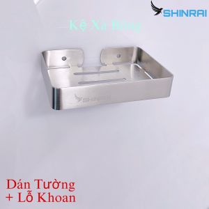 ( Dán Tường - Keo Sealant FIX ) Khay Đựng Bánh Xà Phòng Kệ Đựng Xà Bông Nhà Tắm INOX SUS304 SHINRAI 18*9.5*2.5 CM