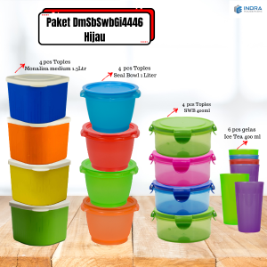 INDRA Paket Toples PLastik Monalisa Medium volume 1500ml/DmSwbGePastel345/SET isi 12 pcs
