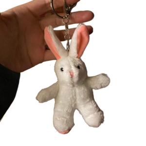 Cute Plush Pilot Rabbit Keychain Bag Ornament Women Handbag Decorations School Student Backpack Lovely Animal Pendant