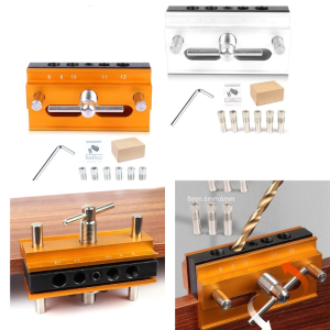 Woodworking Doweling Jig Kit Adjustable Hole Puncher Locator Drilling Guide Fit for Furniture Connecting Carpentry Tools