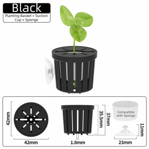 NEXTYOO Water Plant Stand Fish Tank Hydroponic Planting Basket Glass Pot Planted Tank Fish Tank Plant Cup  Sponge Aquarium Planter Cups for Fish Tank