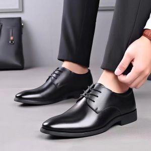 Korean Mens Business Formal Office Shoes Slip On Black Leather Casual Shoes For Men size 39-44