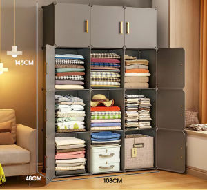 Multi Functional Wardrobe DIY12 Doors Wardrobe With Dust And Waterproof Hanger Stackable Clothes Storage Cabinet  Almari Baju  衣柜