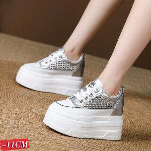 Giày Thể Thao Da Vi Sợi Lỗ Thoáng Dành Cho Nữ Đế 11CM PS1068-1604