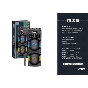 BTS-2256 Dual 8 inch Bluetooth Party Speaker with rechargeable mic Professional karaoke speakers BTS KTS
