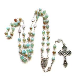 Hạt Mân Côi Vòng cổ 6mm với Jesus Christ crucifix cho Cross Công Giáo Mặt dây chuyền bên món quà