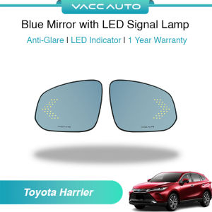 VACC AUTO Blue Mirror with LED Signal Lamp Side Rearview Winker Mirror Lens For Toyota Harrier 4th Gen XU80 2020-2024 Car Accessories