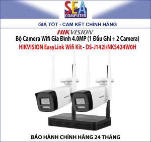 COMBO-02 - Bộ Camera Wifi Gia Đình 4.0MP (1 Đầu Ghi + 2 Camera) HIKVISION EasyLink Wifi Kit - DS-J142I/NKS424W0H
