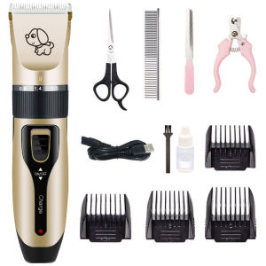 Professional Rechargeable Pet Cat Dog Hair Trimmer Grooming Kit Electrical Clipper Shaver Set Haircut Machine