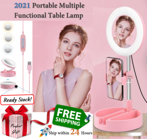 Live Makeup LED Mirror Beauty Selfie Desk Lamp with Table Ring light 3in1 USB Port 6.3 Inch FoldingPortableFoldable desktop stand G3 LotzBuy