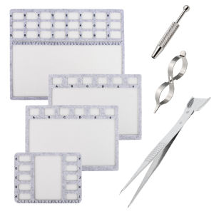 PHYHOO 6PCS Felt Bead Board Tool Kit Anti-Slip Bead Pad with Tweezers for DIY Jewelry Making Craft