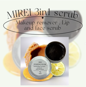 MIREI Premium Natural Exfoliating Face & Lip Scrub with Organic Brown Sugar Coconut Oil Honey and Lime - Single Pack