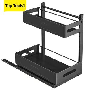 Under Sink Organizer Pull Out Sink Shelf 2 Tier Slide Out for Kitchen & Bathroom