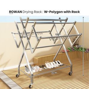 ⚡️LIKE BUG⚡️Rowan 240cm Stainless Steel Foldable Cloth Drying Rack Indoor & Outdoor Drying Rack | Cloth Drying Rack | Ampaian baju 240cm Rak Pengeringan Pelbagai Fungsi