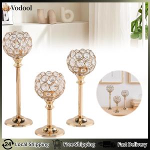 【Vodool】Set of 3 Tealight Candlestick Holders Tall Votive Candlestick Holders Gold Candle Holders for Dining Table Wedding Decor