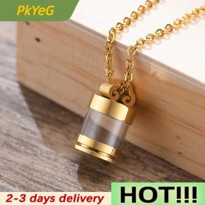 PkYeG Clear Hollow Fillable Tube Necklaces for Women Men Urn Cremation Memorial Jewelry Keepsake Pendants