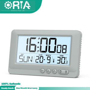ORIA LCD Digital Alarm Clock W/ Backlight 12/24H Format Snooze Function Desk Clock Temperature Week Date Time Display