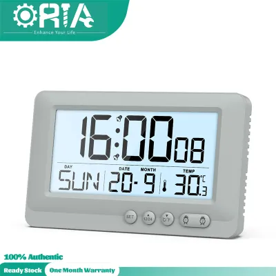 ORIA LCD Digital Alarm Clock W/ Backlight 12/24H Format Snooze Function Desk Clock Temperature Week Date Time Display