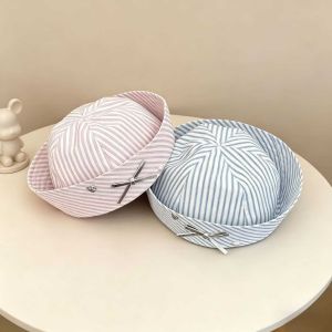 LDMPDQ Đính  cương Mũ thủy thủ Thoáng khí Thoải mái Mũ beret vành lật Thị trường Y2K Nơ sọc Mũ thủy thủ sọc Phụ nữ