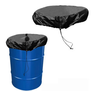 Drawstring Drum Cover 55 Gallon Black Trash Can Cover Waterproof Rain Barrel Cover Water Barrel