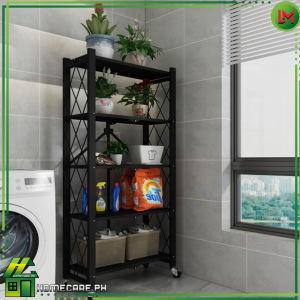 HOMECARE PH.5/4/3 Layer Kitchen Shelf folding multi layer pot rack microwave oven storage rack with wheels movable