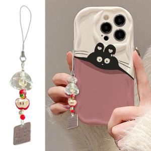 เครื่องประดับแบบแขวนโทรศัพท์แฟชั่นลูกปัดแอปเปิ้ลสายคล้องโทรศัพท์กระเป๋าที่มีสไตล์ของขวัญที่มีเสน่ห์จี้ห้อยกระเป๋าสำหรับบุคคลแฟชั่น