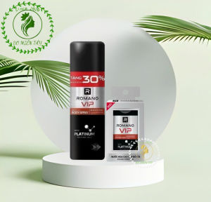 [Combo Sang Trọng] Xịt Khử Mùi Romano VIP Passion 195ml + Nước Hoa Nam 18ml – Lưu Hương Lâu