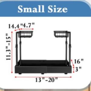 2-Tier Slide Out Under Sink OrganizerExpandable Pull Out Cabinet OrganizerWidth & 7 Level Height Adjust Pull Out Cabinet Drawer for Bathroom Kitchen Storage