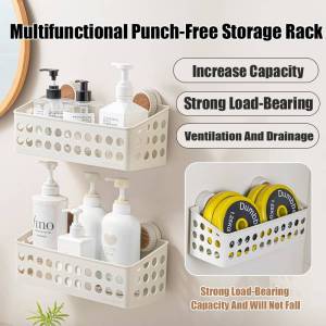 Multifunctional punch-free storage rack Punch-free bathroom storage rack bathroom sink wall-mounted storage rack toilet kitchen storage basket