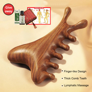 【FAMMY FAEY】Four-in-One Sandalwood Massage Comb Multi-Function Comb Scraping Head Therapy Facial Tendon Acupuncture Tendon Head Meridian Comb檀木四合一按摩梳