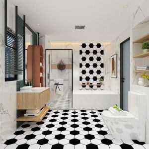 Thickened floor sticker waterproof self adhesive bathroom tile decoration kitchen balcony non slip floor wallpaper