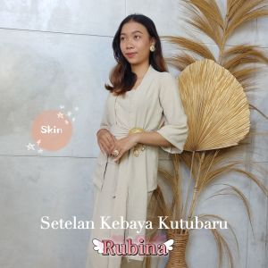 Sixmo Setelan Kebaya Lonceng Airflow Rubina dan Bawahan Kamen Polos Free Selendang Kebaya Pengantin Pesta Wisuda Modern Bali