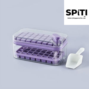 Ice Cube Tray with Lid & Scoop | Freezer-Safe Ice Mold | 4 Colors | Easy-Release
