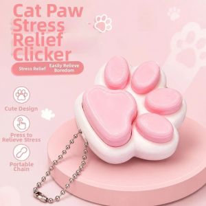 OKKFINE Cats Paw Shape Fidget Keychain Relief Stress 3D Printed Bag Charm Funny Portable Keyboard Clicker Toy Adult Toy