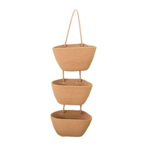 DITIPOO 3 tầng Giỏ treo nhiều ngăn Dệt thủ công Vải cotton dệt Túi treo tường Chất lượng cao Có thể gấp lại Túi đựng đồ gắn tường Nhà bếp