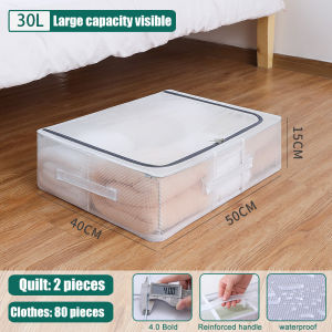 Transparent waterproof bed bottom storage box Foldable quilt clothes storage box Large capacity storage box
