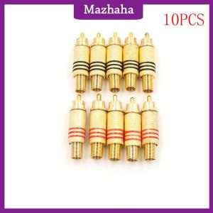 Mazhaha 10pcs RCA Connector Male Jack Plug Audio Vedio Welding Red Black