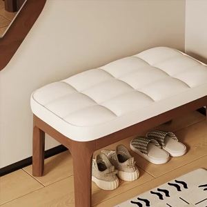 Sacesr Solid Wood Shoe Changing Stool Portable Relaxing Soft Bench Chair Luxury Entrance Benches Removable Footrest Room Furniture T4N8K