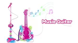 Karaoke Electronic Machine Childrens Electric Light Multi-functional Guitar Instrument Set with Microphone Toys for Boys Girls2026