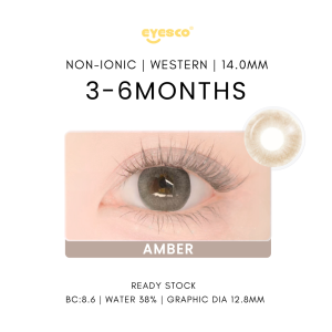 EYESCO E065 Amber Brown Contact Lens 14.0mm Western Enlargement 40% Non-Ionic 0-800 Power 3 Month Use Readystock