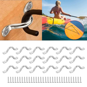 16Pcs Top Pad Eye Stainless Steels Eye Strap Tie Down Kayak Deck Loop Anchors Point for Kayak Canoes Rigging